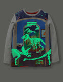 Toddler Boy Dinosaur Glowing Appliqu¡§| Long Sleeve Shirt