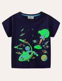 Toddler Boy Glowing Dinosaur Appliqu¡§| 100% Cotton T-shirt - CCMOM