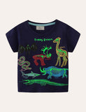 Toddler Boy Glowing Dinosaur Appliqu¡§| 100% Cotton T-shirt - CCMOM