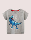 Toddler Boy Glowing Dinosaur Appliqu¡§| 100% Cotton T-shirt - CCMOM
