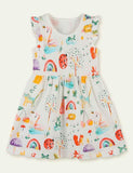 Toddler Girl Animals Printed Flutter-sleeve Dress