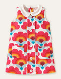 Toddler Girl Button Design Floral Print Sleeveless Dress With Pocket - CCMOM