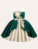 Toddler Girl Floral Embroidered Sleeveless Bow Belted Party Dress