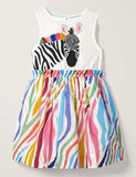 Toddler Girl Rainbow Zebra Appliqu¡§| Sleeveless Splice Dress