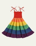 Toddler Girl Splice Rainbow Hem Design Strap Dress - CCMOM