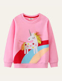 Toddler Kid Rainbow Unicorn Crew Neck Pull Over Sweatshirt