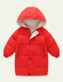 Toddler Kid Solid Color Mid-Length down Jacket - CCMOM