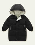 Toddler Kid Solid Color Mid-Length down Jacket - CCMOM