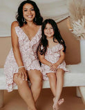 V-neck Floral Family Matching Dress - CCMOM